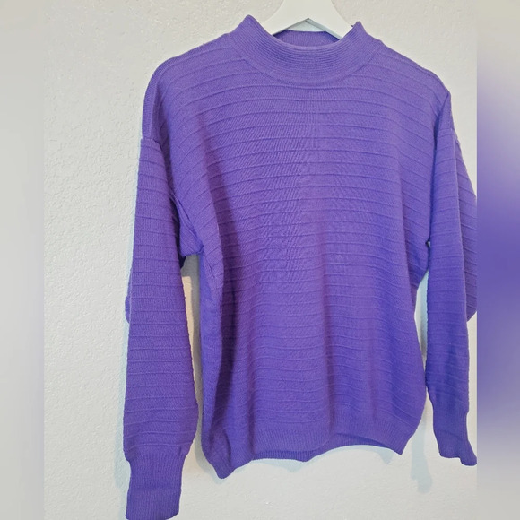 Slalom Wool Purple Fine Knit Ski Sweater Size Medium - Picture 3 of 5